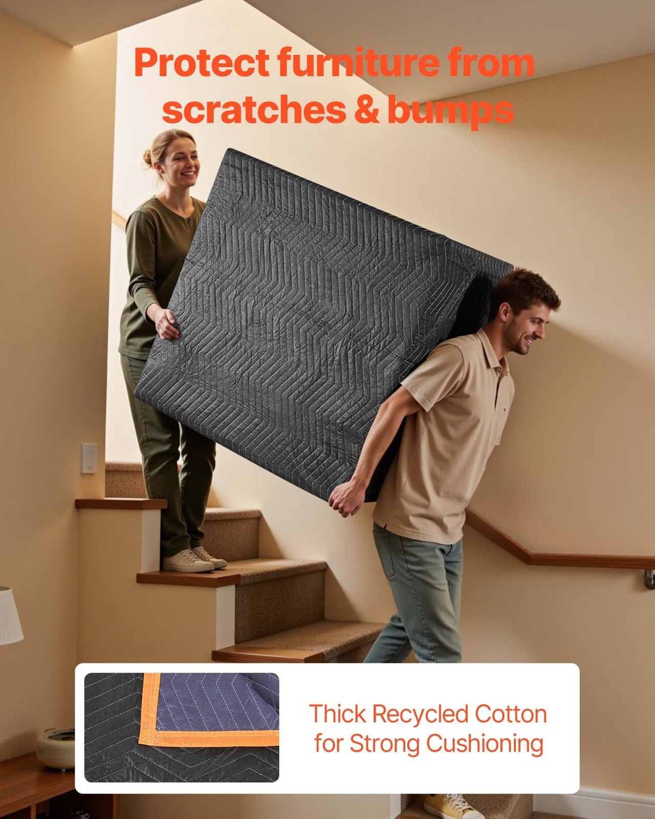  Moving Blankets 6 Pcs, 72 x 40 in (32 lbs/dz) Large Packing Blankets with Cotto