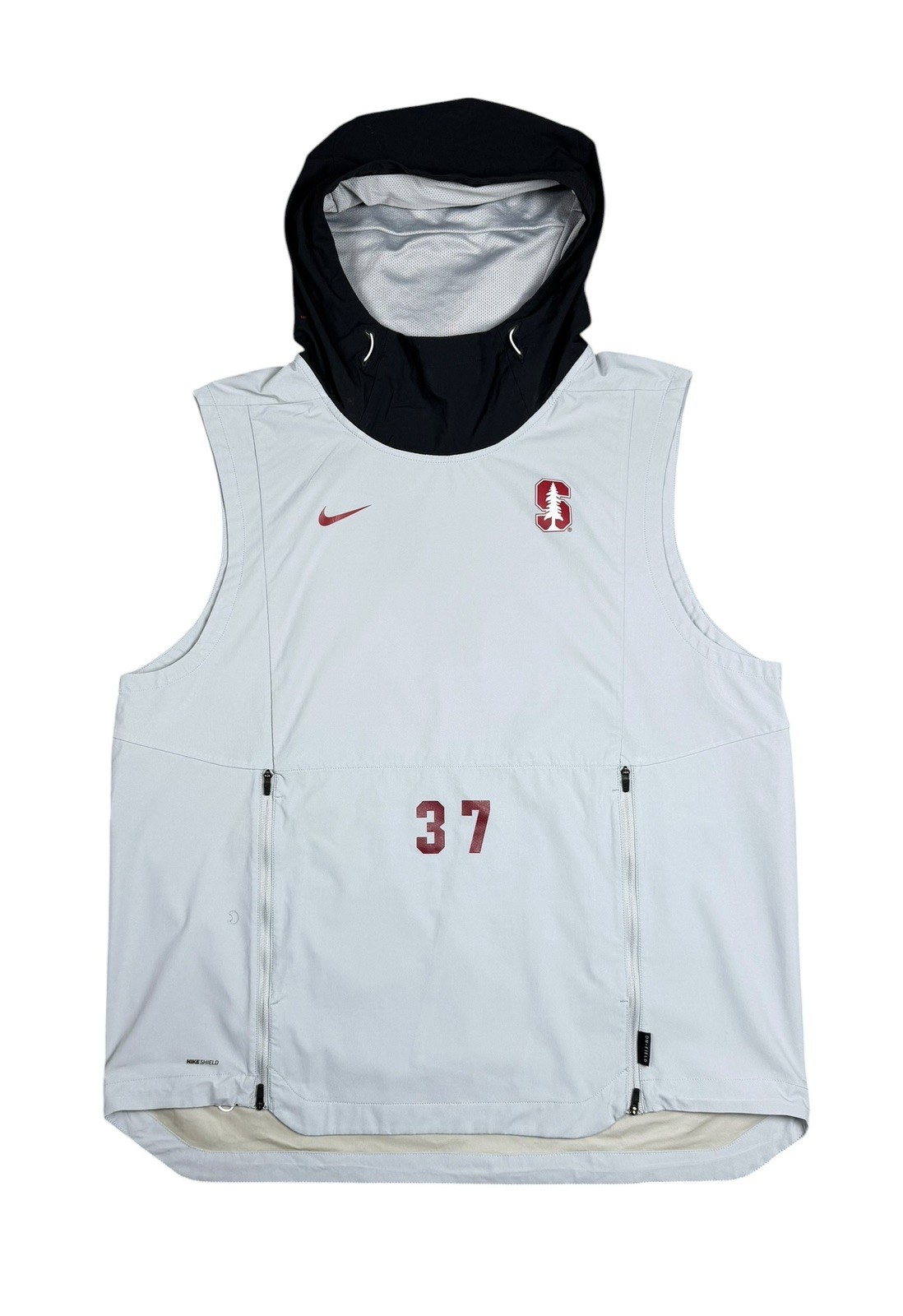 Nike Stanford Cardinals PE #37 On-Field Mens Sz XL Gray Sleeveless Hooded Jacket