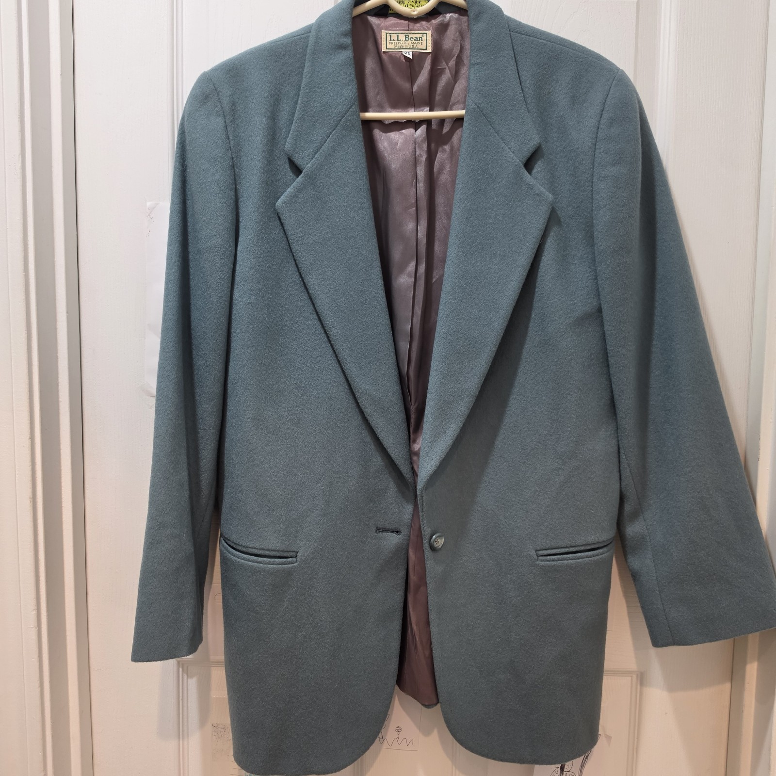 Vintage L.L. LL BEAN Wool Cashmere Blazer Womens\'s 12 R USA Made Blue Green Vintage L.L. LL BEAN Wool Cashmere Blazer Womens\'s 12 R USA Made Blue Green