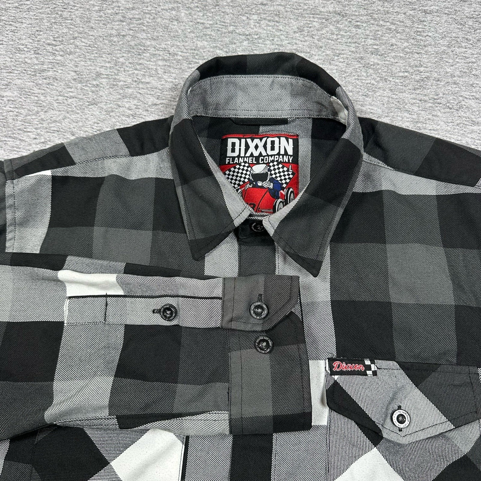 Dixxon Flannel Co Shirt Mens Large Black Gray Plaid Finish Line Button Down