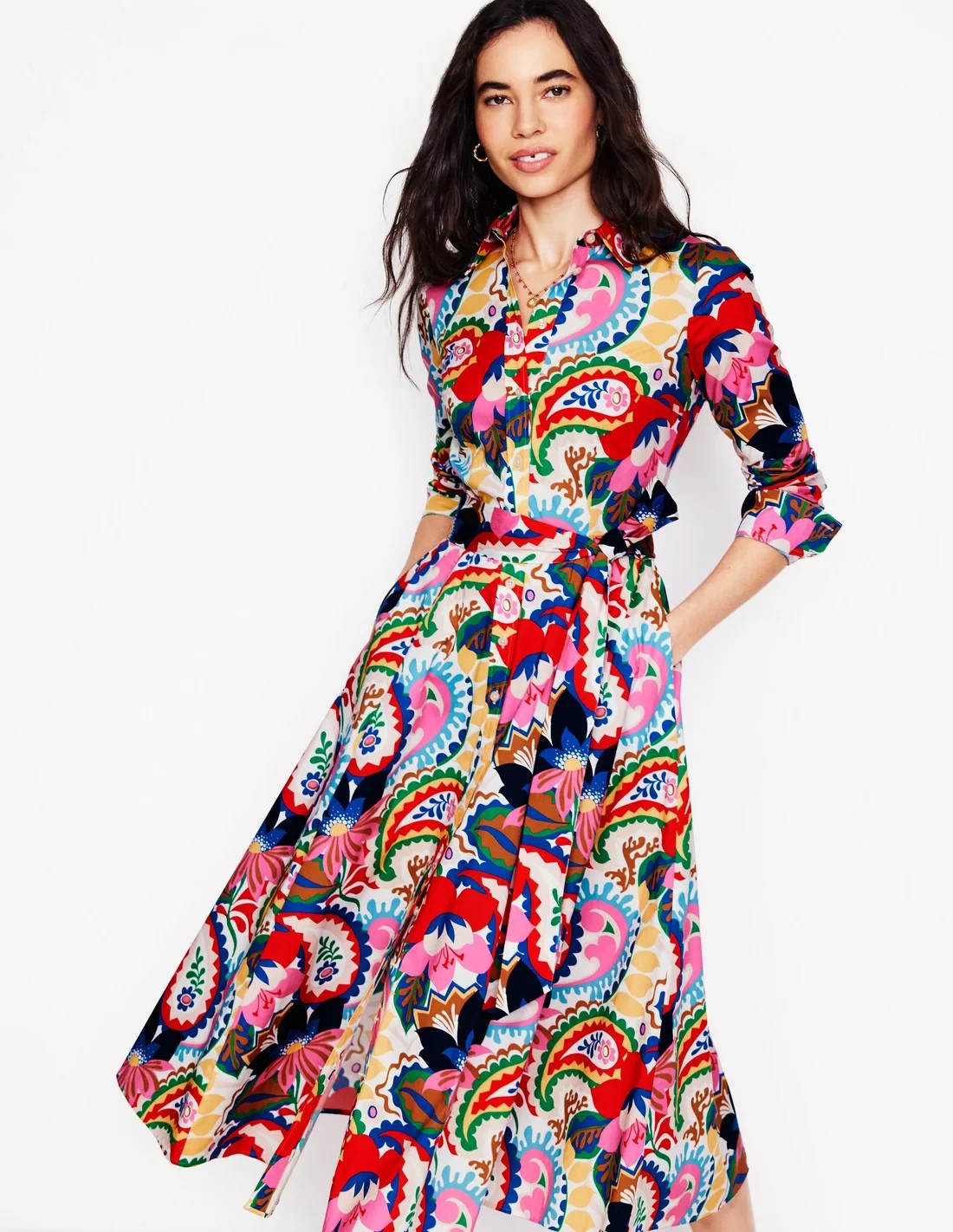 New Boden Amy Cotton Midi Shirt Dress Botanical Paisley Size 10R NWT New Boden Amy Cotton Midi Shirt Dress Botanical Paisley Size 10R NWT