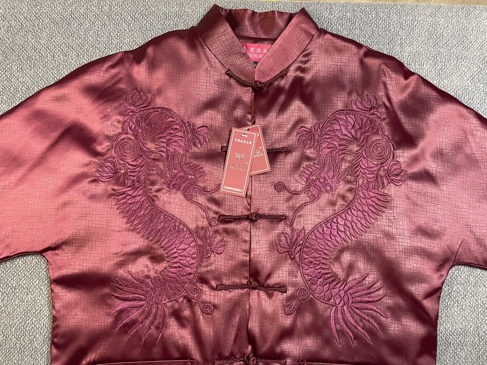 Chinese Kimono Dragon Jacket By Shengbolan With Insulated Liner 170/92A Ruby Red