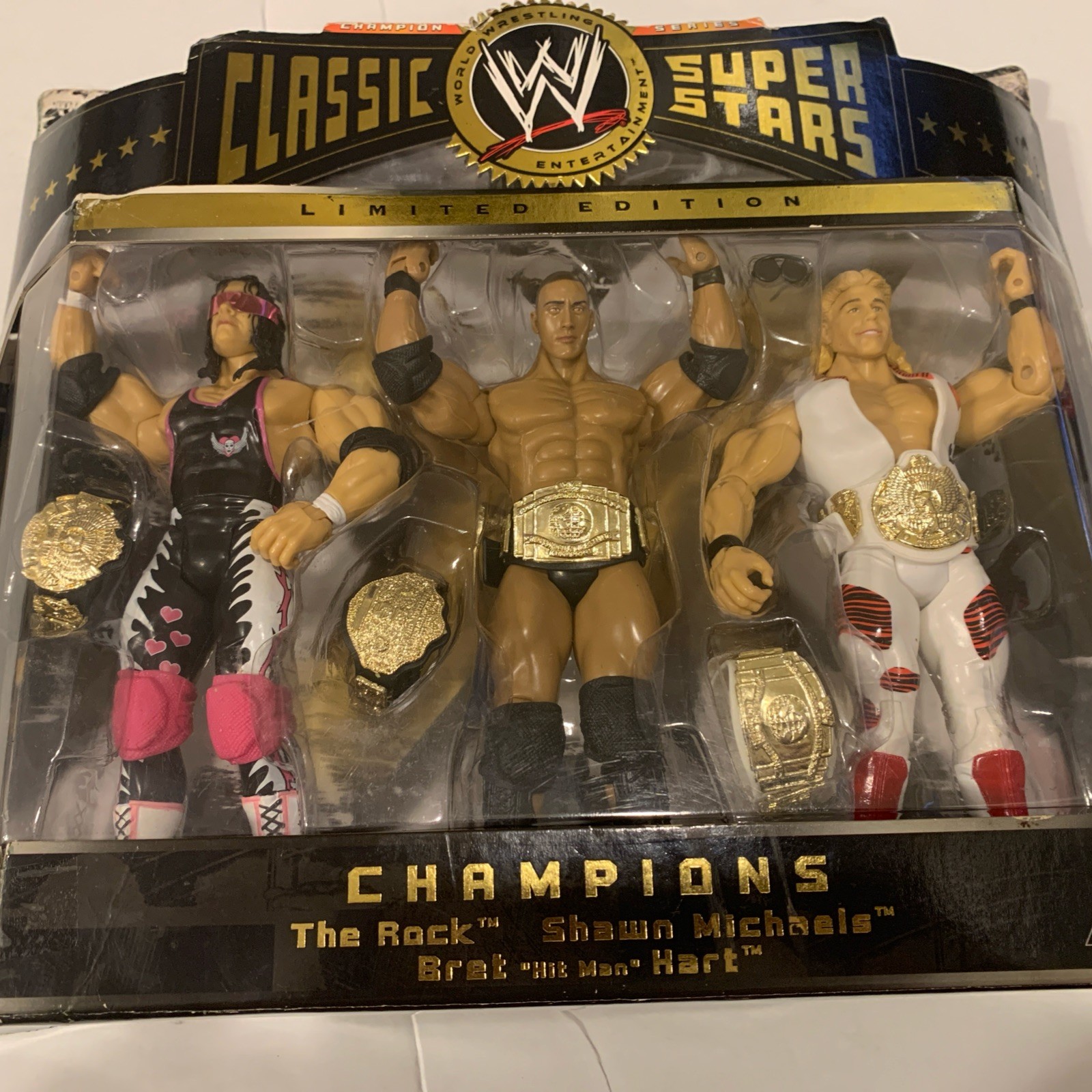 WWE Classic Superstars Limited Ed Champions The Rock, Bret Hart, Shawn Michaels