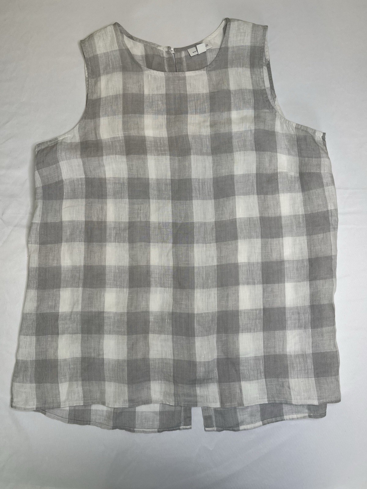 J. Jill Women’s Linen Gray And White Blouse Buttoned Back Size Medium
