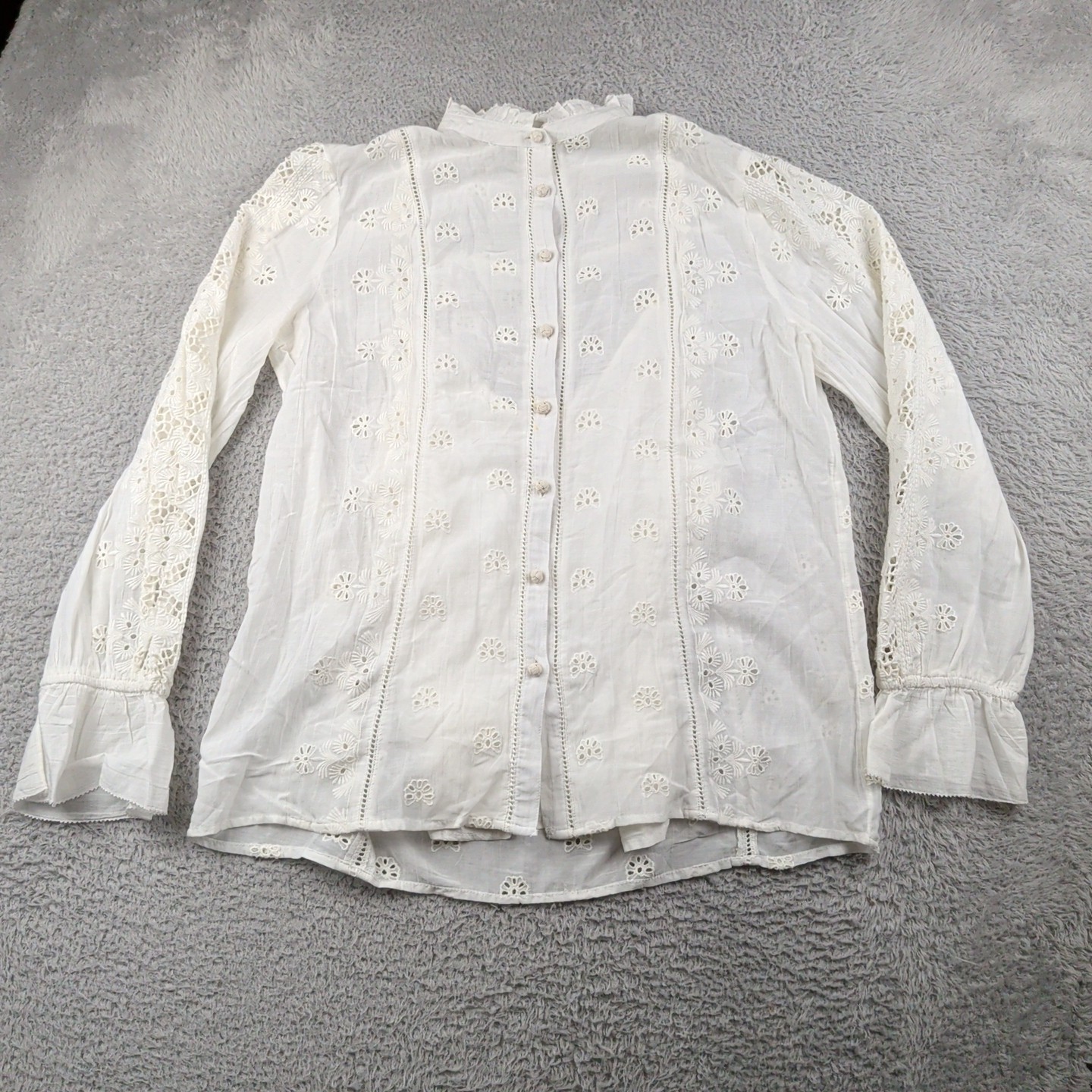 Sundance Top Womens S/M White Lacey Tank Long Sleeve Two Layers Summer Flowy