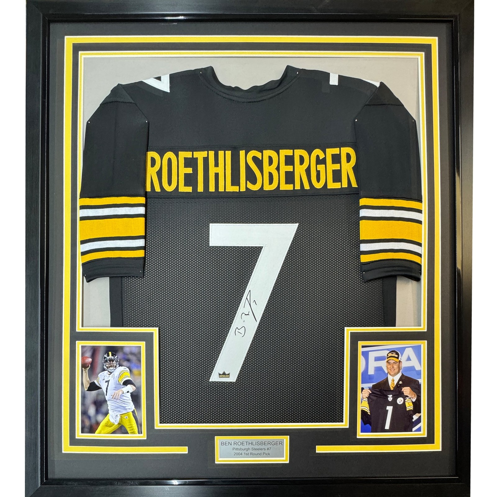 Framed Facsimile Autographed Ben Roethlisberger 35x39 Jersey