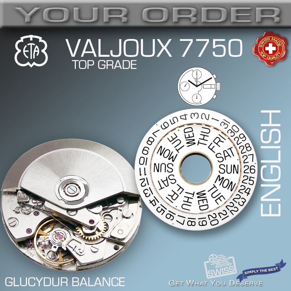 MOVEMENT ETA VALJOUX 7750, AUTOMATIC, TOP GRADE, GLUCYDUR BALANCE