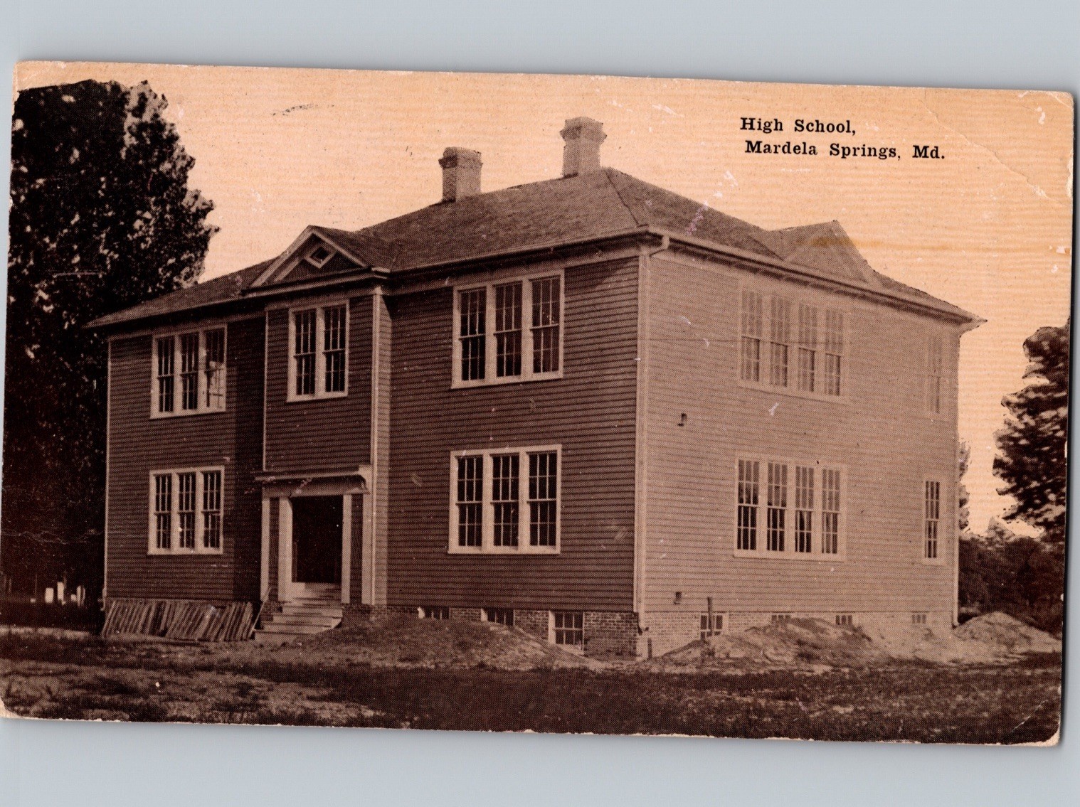 c1911 High School Mardela Springs Maryland MD Wicomico County Postcard