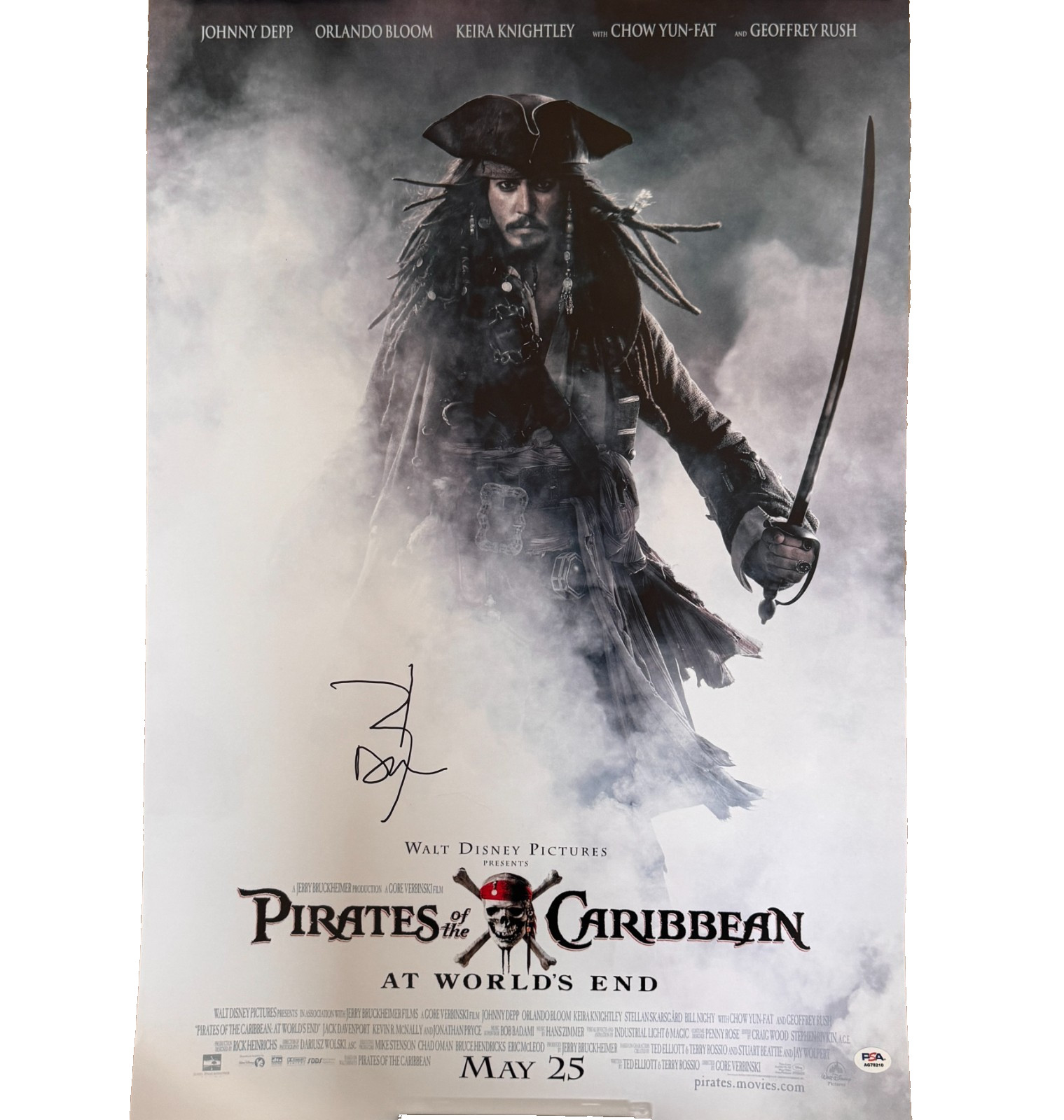 Johnny Depp Signed A2 Pirates of the Caribbean Poster PSA Authentication Johnny Depp Signed A2 Pirates of the Caribbean Poster PSA Authentication