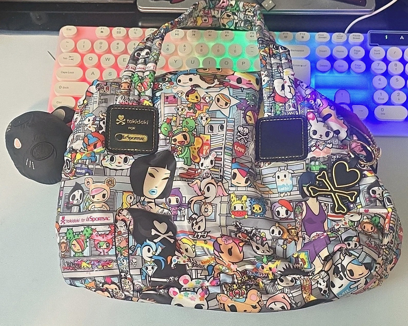 Vintage Tokidoki x LeSportsac Carnivale Satchel Bag w/ Bastardino Plush Charm
