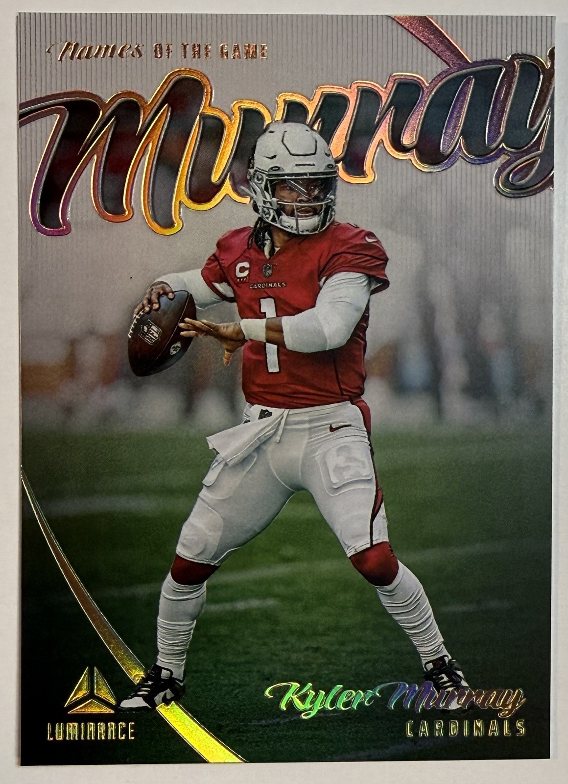 Kyler Murray 2023 Panini Luminance Names Of The Game #NG10 Case Hit SSP Kyler Murray 2023 Panini Luminance Names Of The Game #NG10 Case Hit SSP