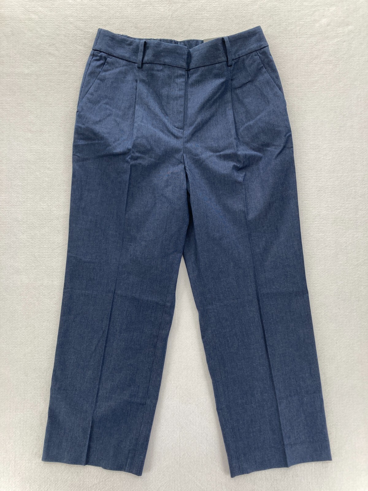 Talbots Bristol Ankle Crop Pant Women\'s 10 Blue Stretch Fabric High Rise Pleated