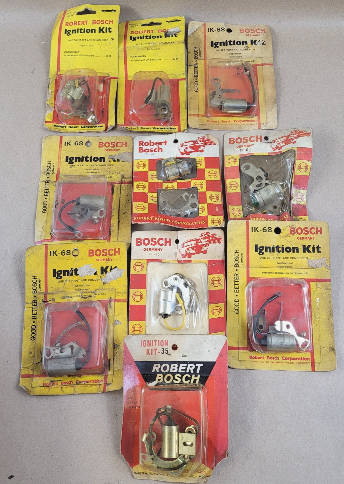 LOT OF 10 NEW GENUINE BOSCH IGNITION KIT POINTS CONDENSER IK68 IK41 IK70 etc