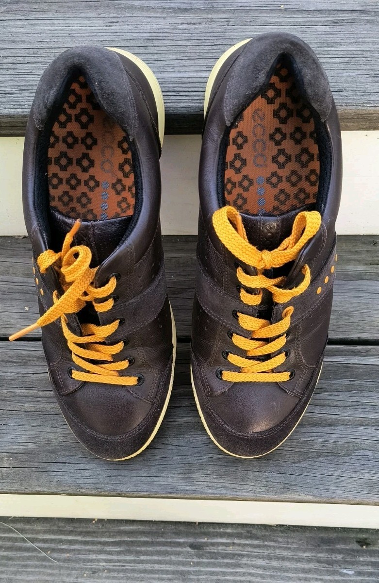 ECCO Street Premiere Golf Shoes US 10.5 EU 44 Brown Leather Spikeless Hydromax