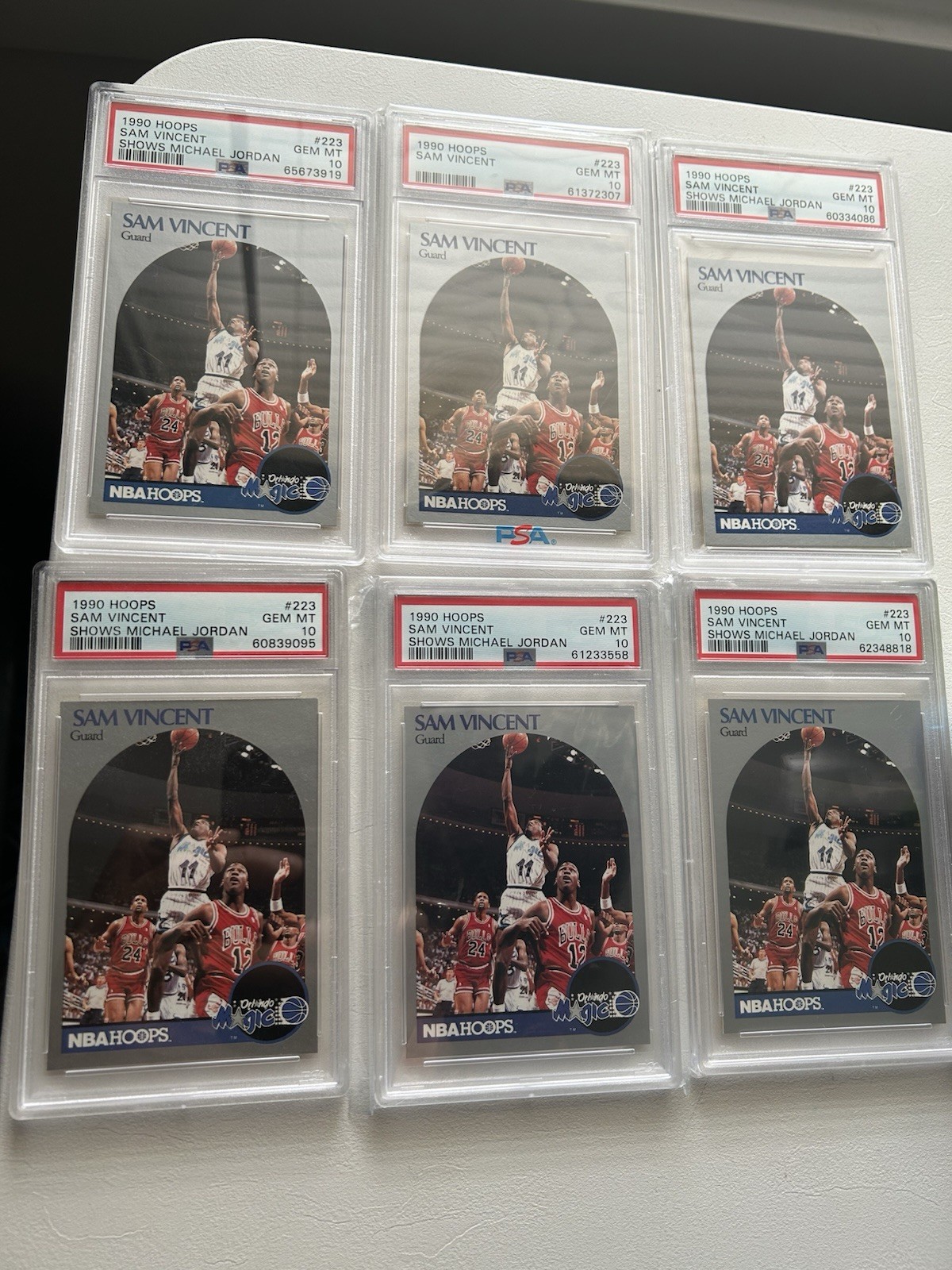 Sam Vincent #223 #223a 1990-91 Hoops PSA 10 GEM MINT Jordan Visible Misprint