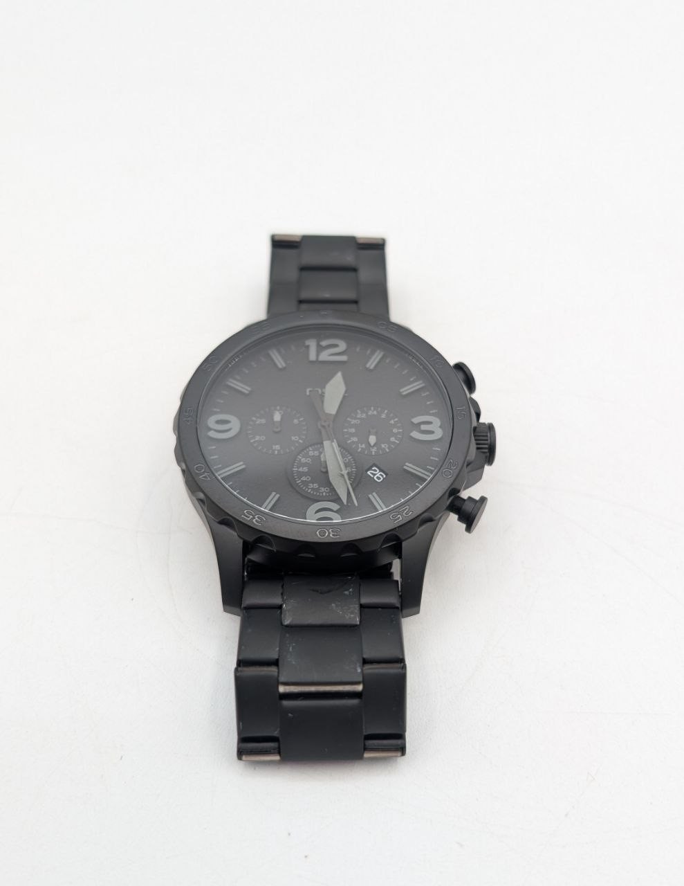 Fossil Nate Chronograph Quartz Watch Stainless Steel 50mm JR1401 - Black (READ)
