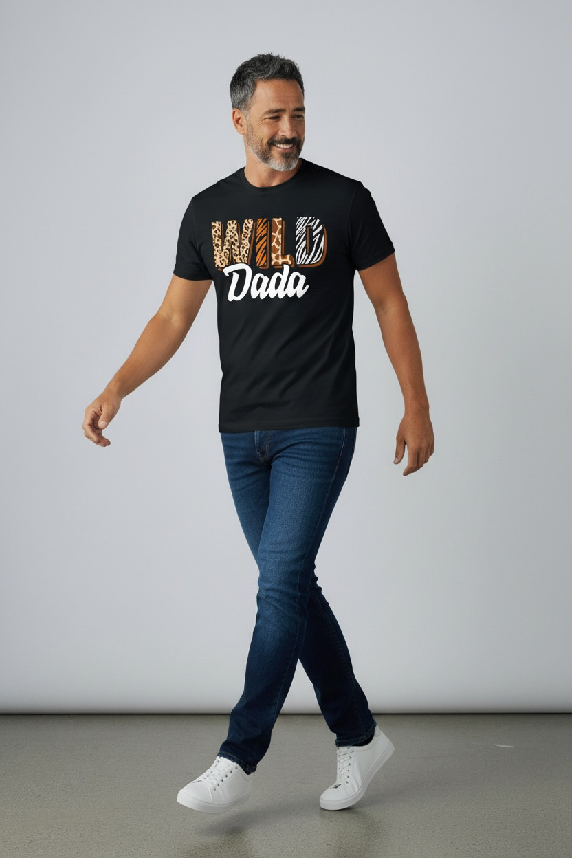 Wild Dada Safari Jungle Animal Birthday T-Shirt Black