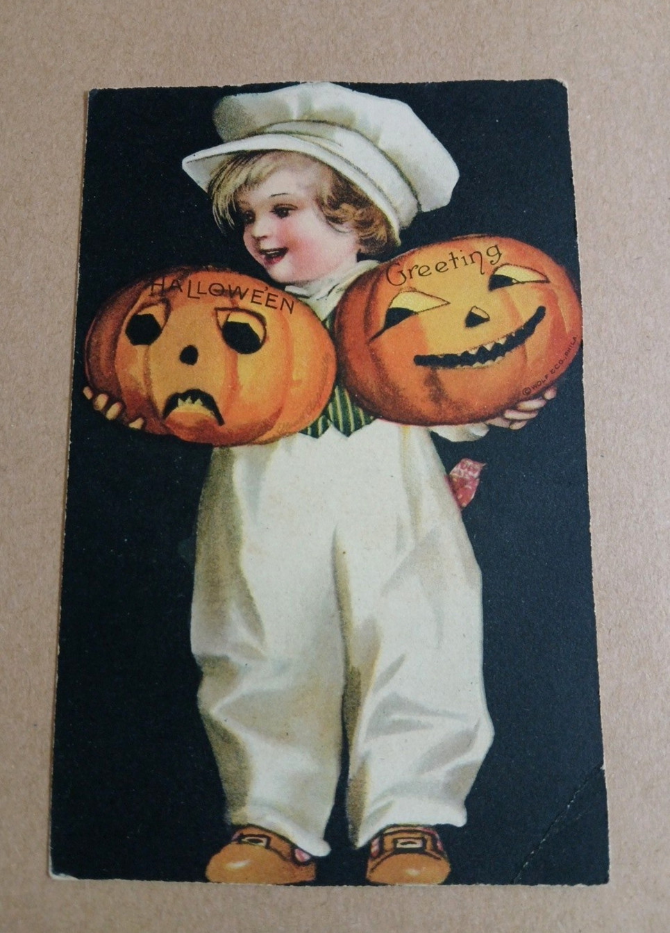 Antique Ellen Clapsaddle Halloween Postcard Wolf Series 501 Boy with JOL READ