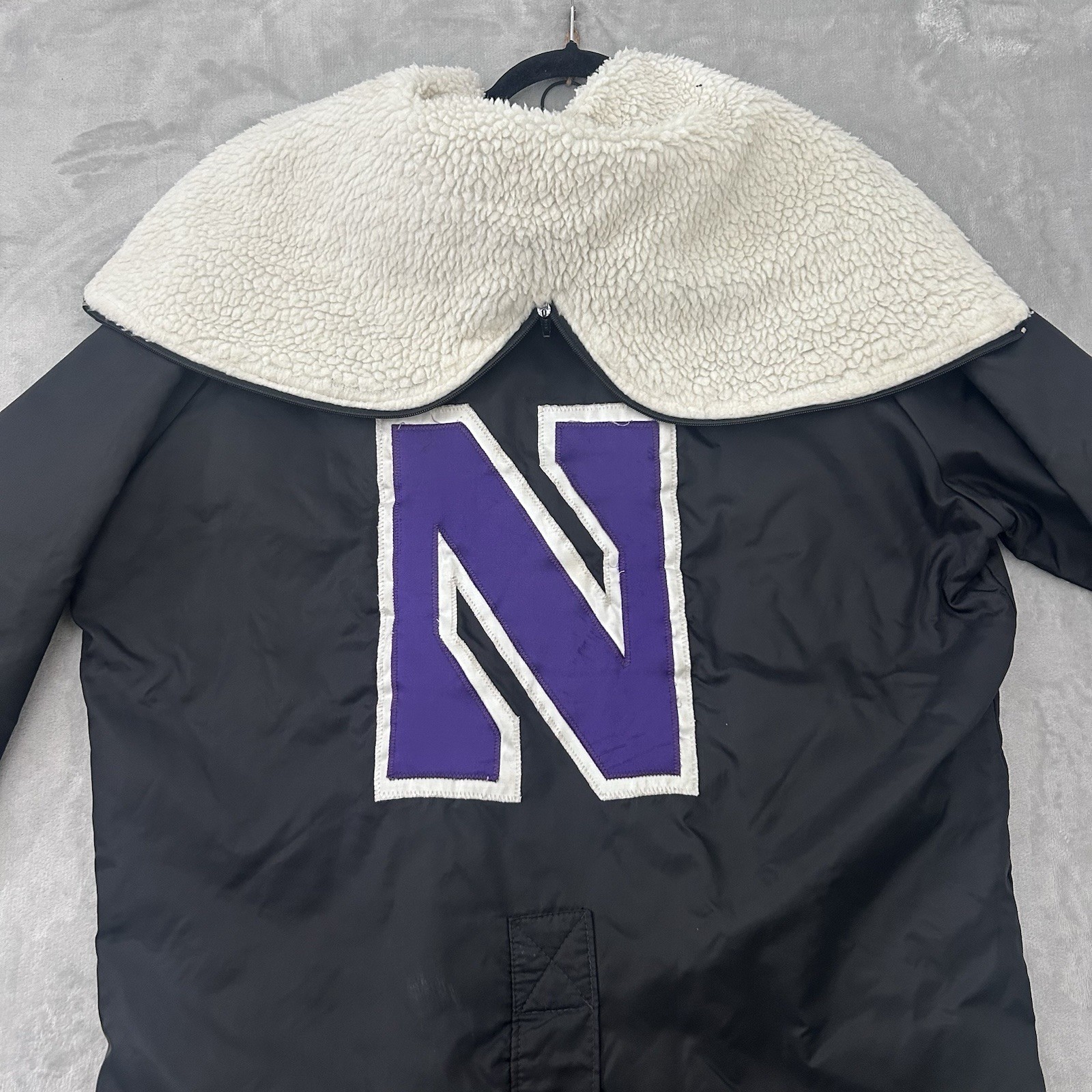 Vintage Northwestern Wildcats Jacket Mens Large Side Line Player Issued Trench