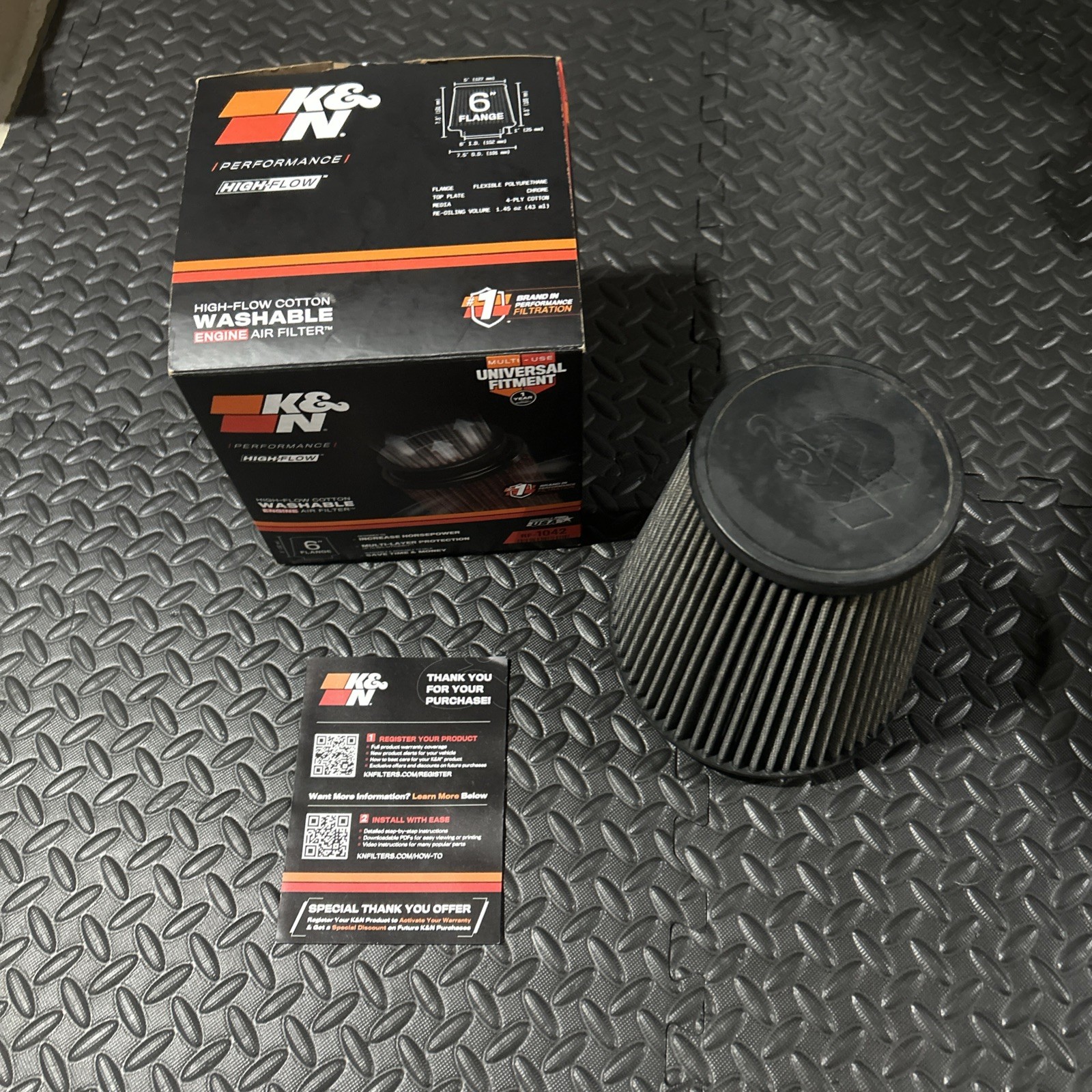 K&N High Flow Universal Lifetime Round Tapered Air Filter w/ 6\