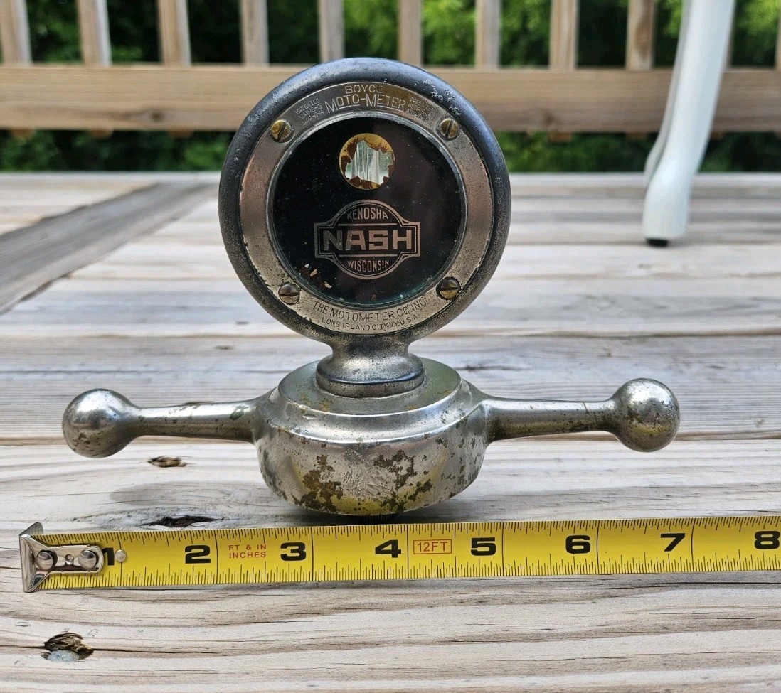 1920's NASH Motometer Temp Heat Gauge Radiator Cap Hood Ornament Mascot