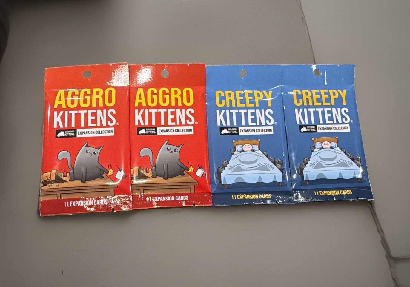 Exploding Kittens Aggro Kittens & Creepy Kittens Expansion 44 Cards Sealed 4 pck