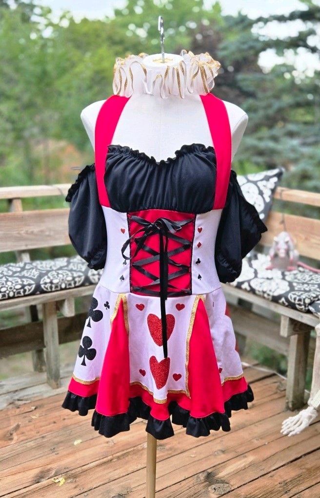 Vintage Leg Avenue Queen of Hearts Costume Dress XL/XG Y2K Halloween RN 130015