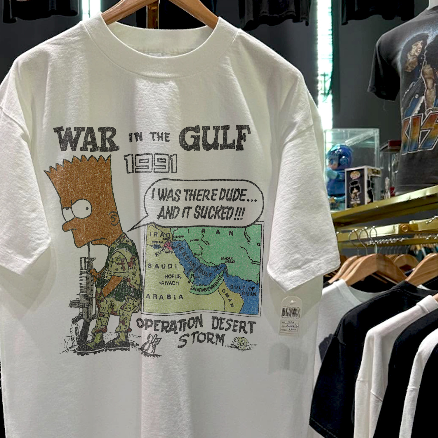 1991 Bootleg Bart Goes To War Promo T-Shirt White XXL