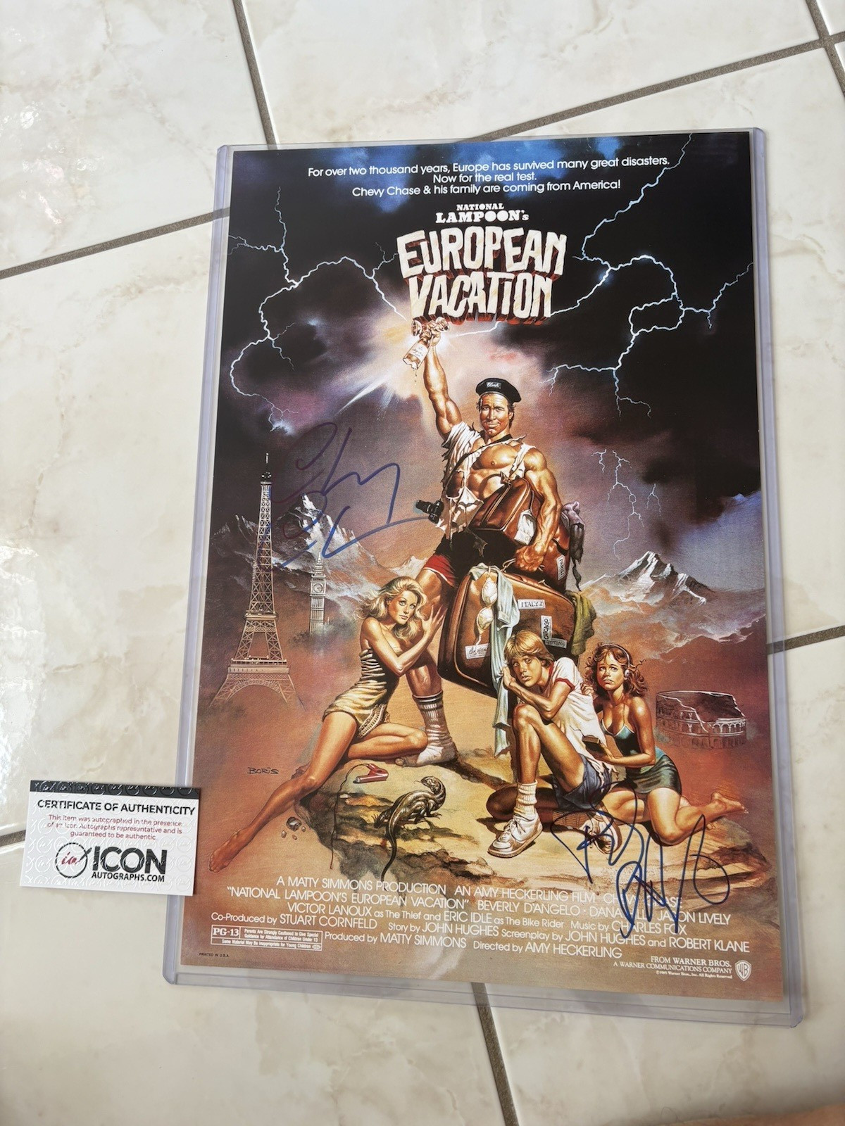 Chevy Chase & Beverly D\'Angelo European Vacation Signed 11x17 poster COA