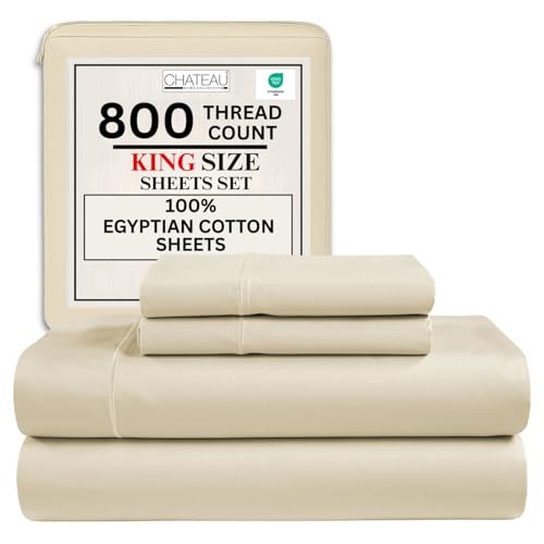 IVORY - CHATEAU HOME COLLECTION DEEP POCKET 100% COTTON BED SHEETS 800TC SATEEN