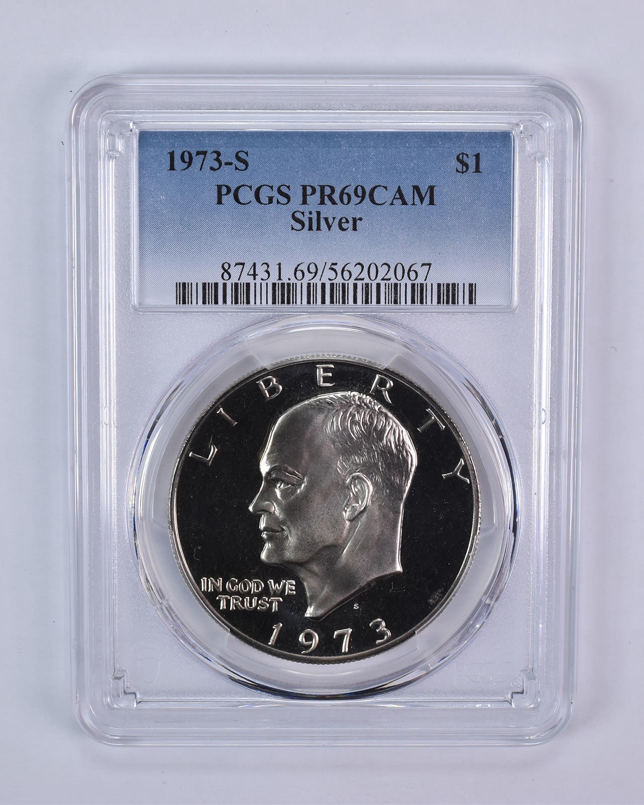 1973-S Eisenhower $1 Silver PR69 CAMEO PCGS Blue Label