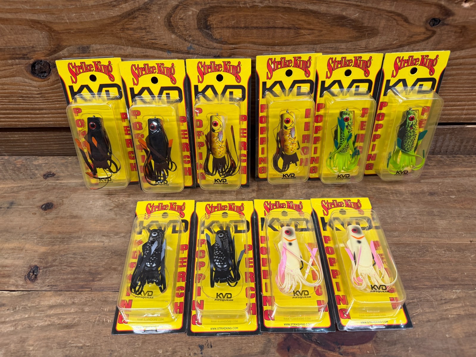 (10) Strike King KVD Pipsqueak Popping Perch Topwater Lure Minnow Frog
