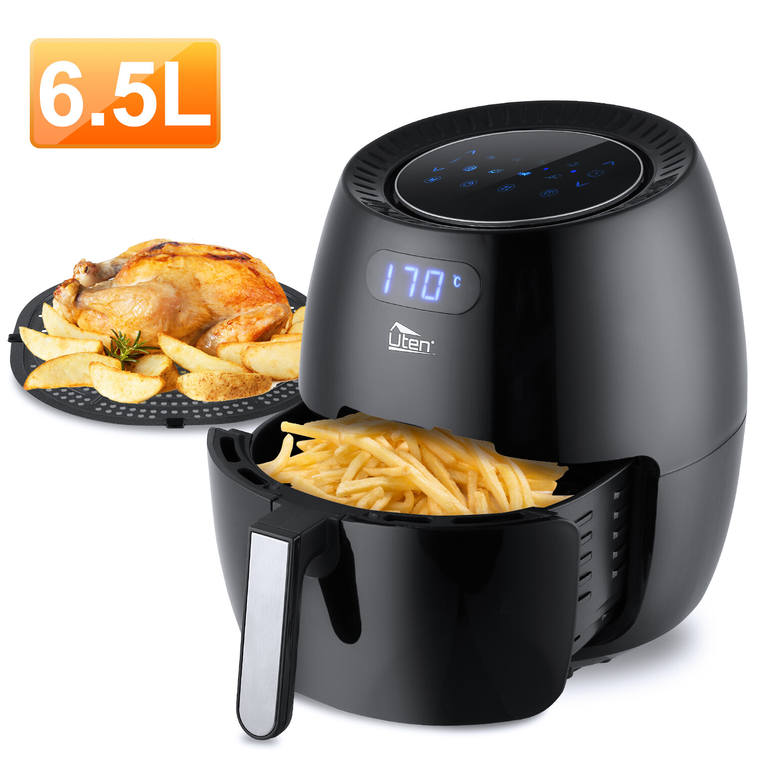 Air Fryer 5.5L/5.8Qt Temp & Timer 1700W Large Oilless Hot Air Oven Cooker US