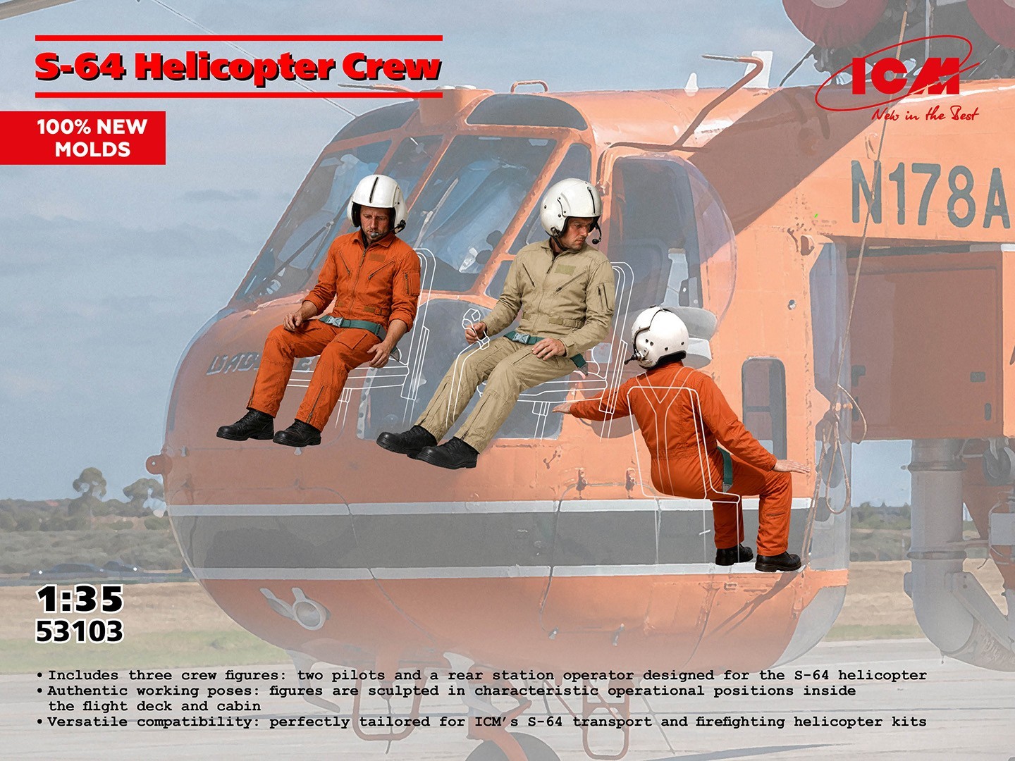 ICM 53103 S-64 Helicopter Crew 1/35