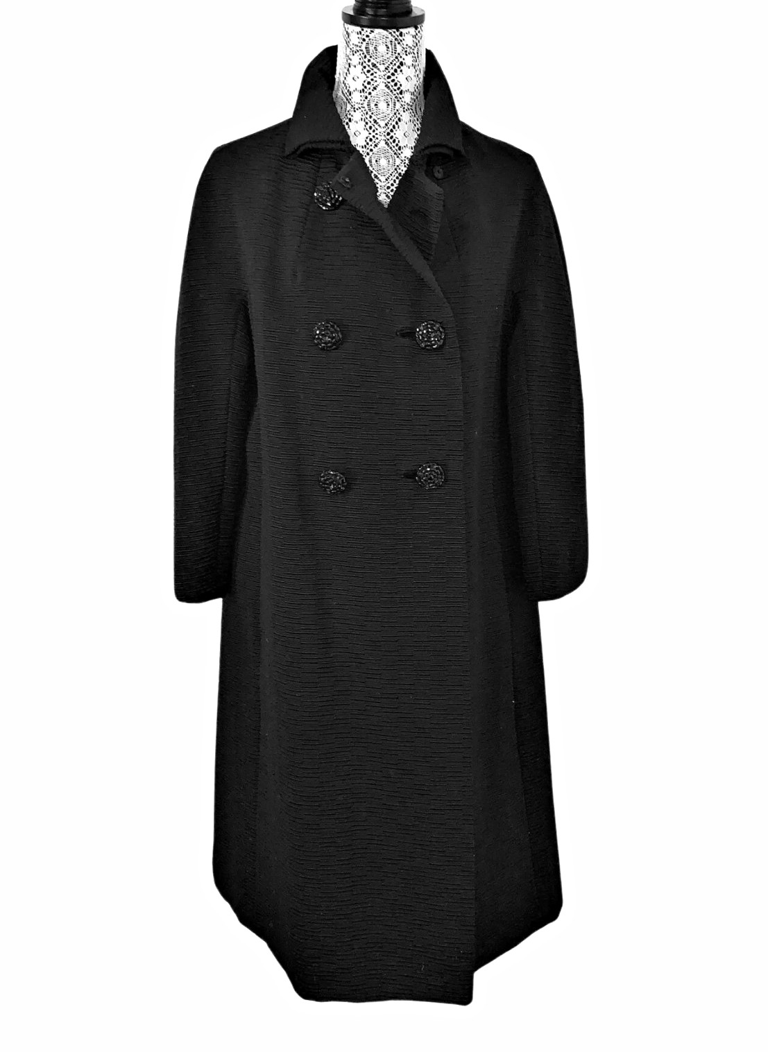 Vintage 1950s Strollwood Original Women’s Black Double Breasted Coat Size M