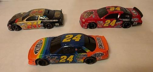 Vintage Jeff Gordon #24 Diecast Coin Bank Lot with keys (3 cars)