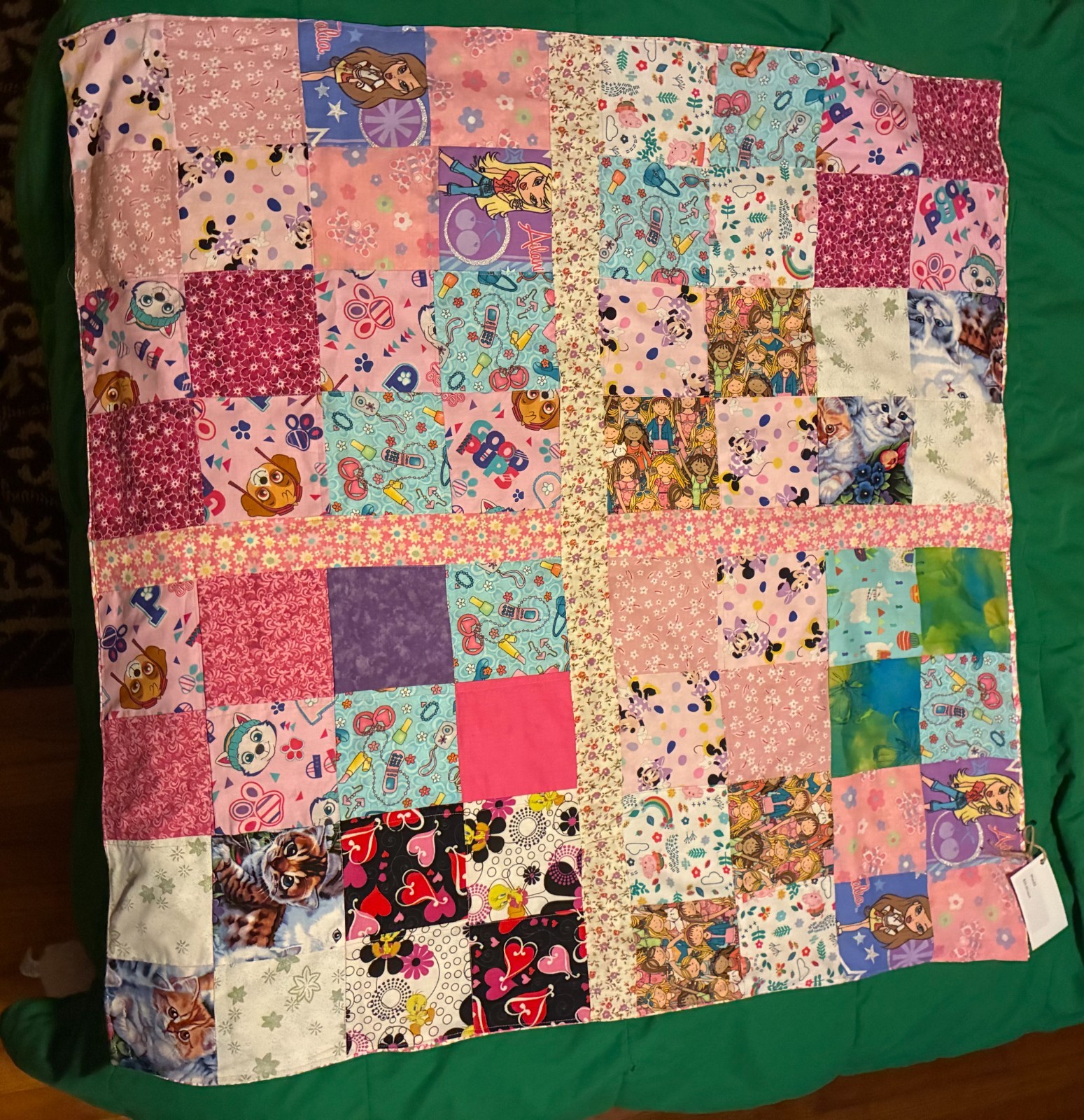 Handmade Patchwork Blanket Small 35 x36 inches Girls Themed