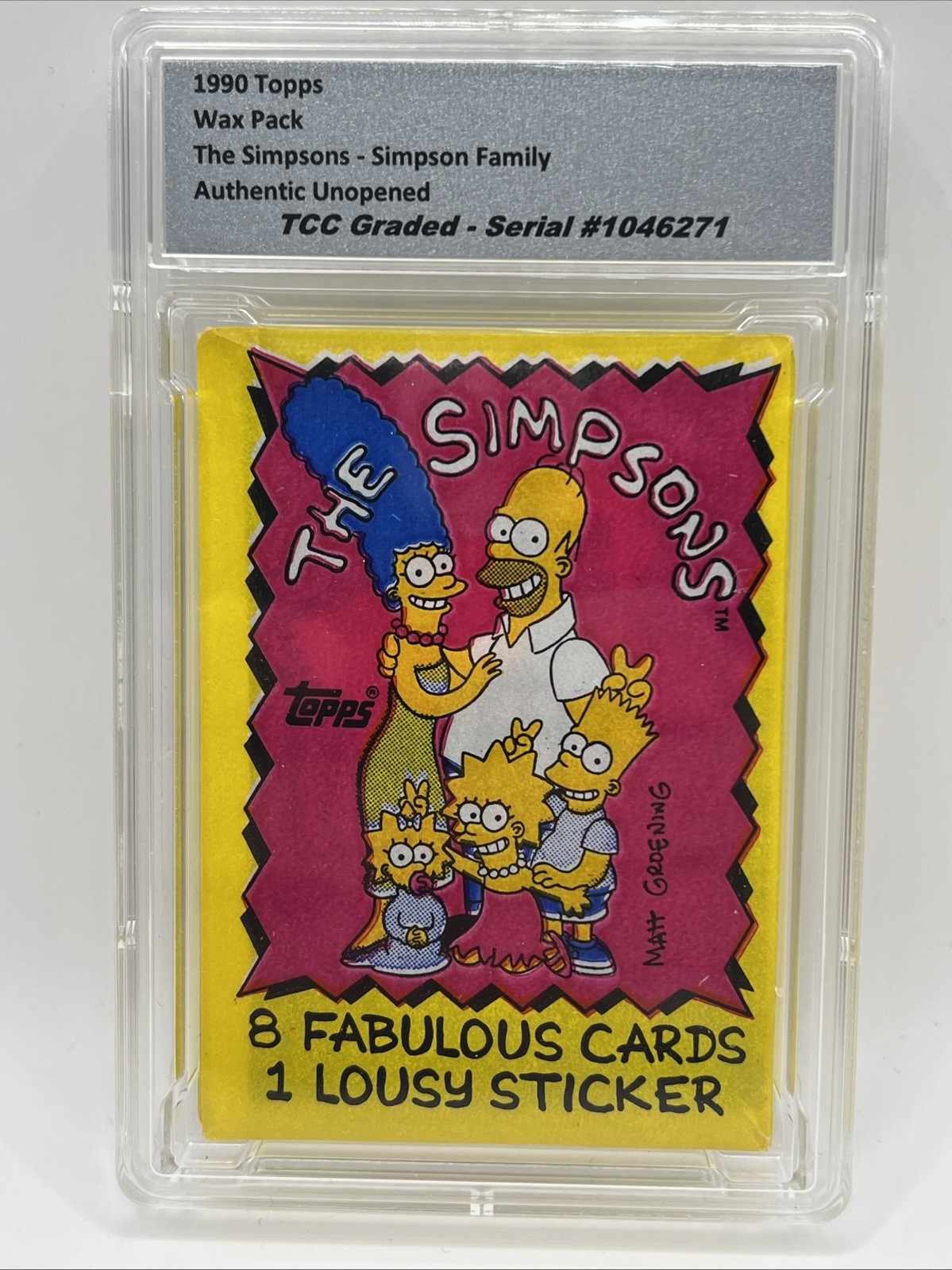1990 Topps The Simpsons Family Front Wax Pack Authentic Unopened Encapsulated