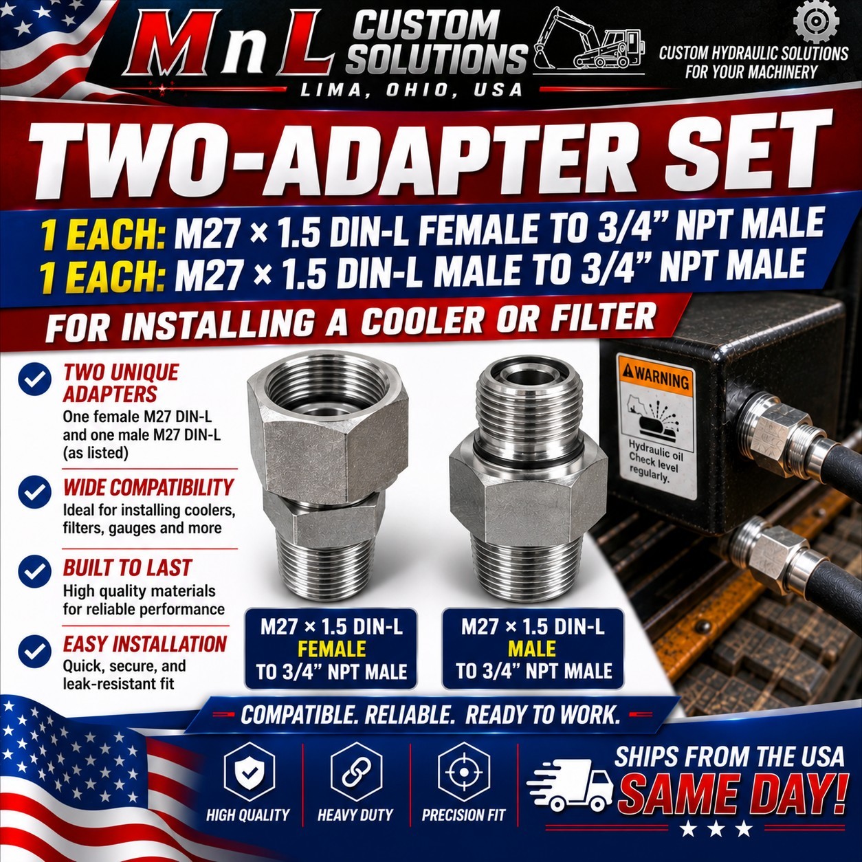  1-m27 x 1.5 DIN L male to 3/4