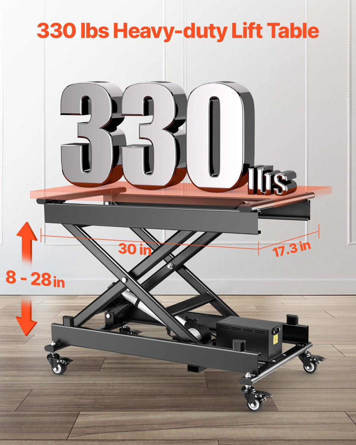 Electric Lift Table 330 lbs Capacity 8-28\