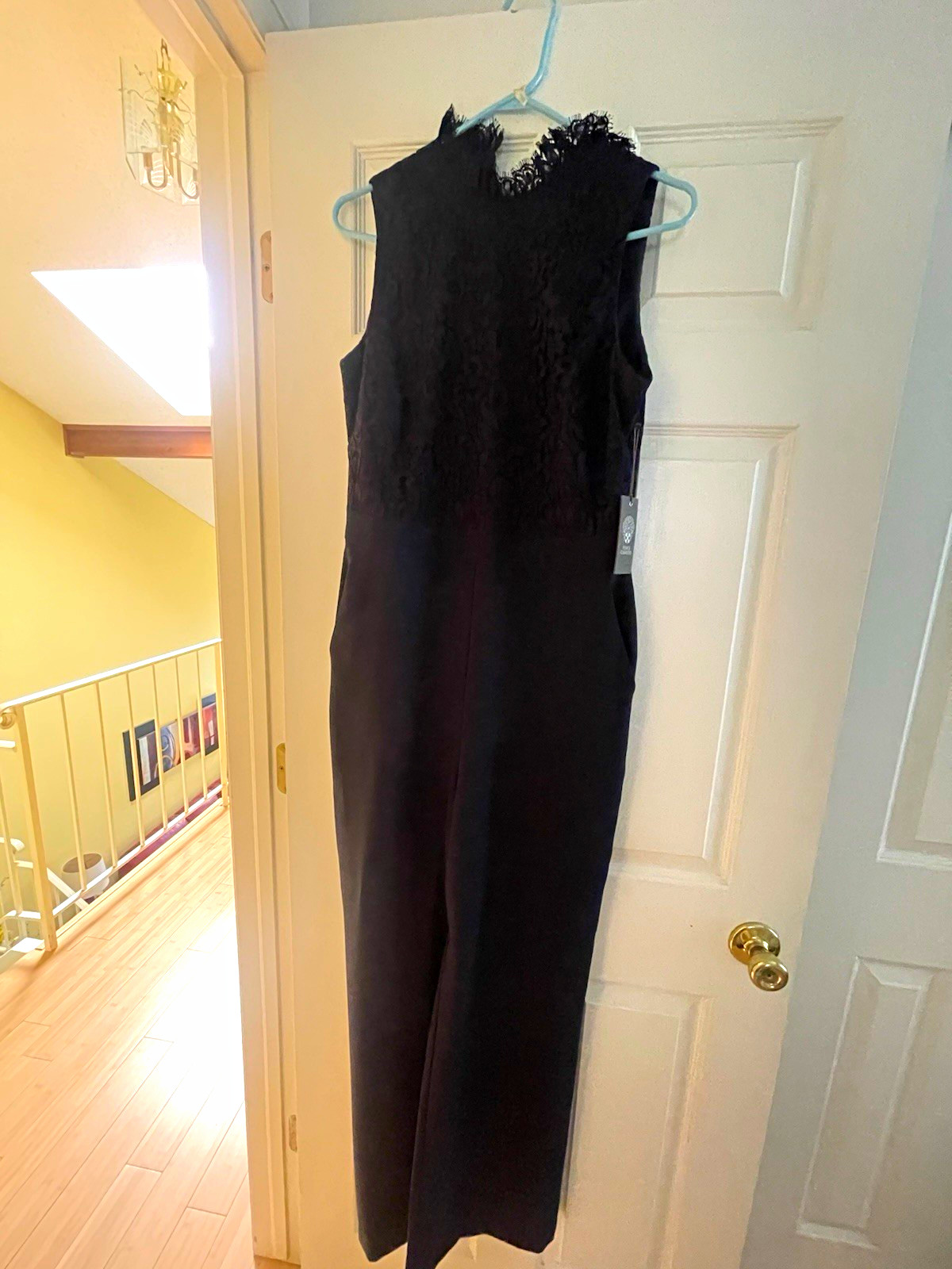Vince Camuto Women’s Navy Lace High Neck Sleeveless Jumpsuit 8 Vince Camuto Women’s Navy Lace High Neck Sleeveless Jumpsuit 8