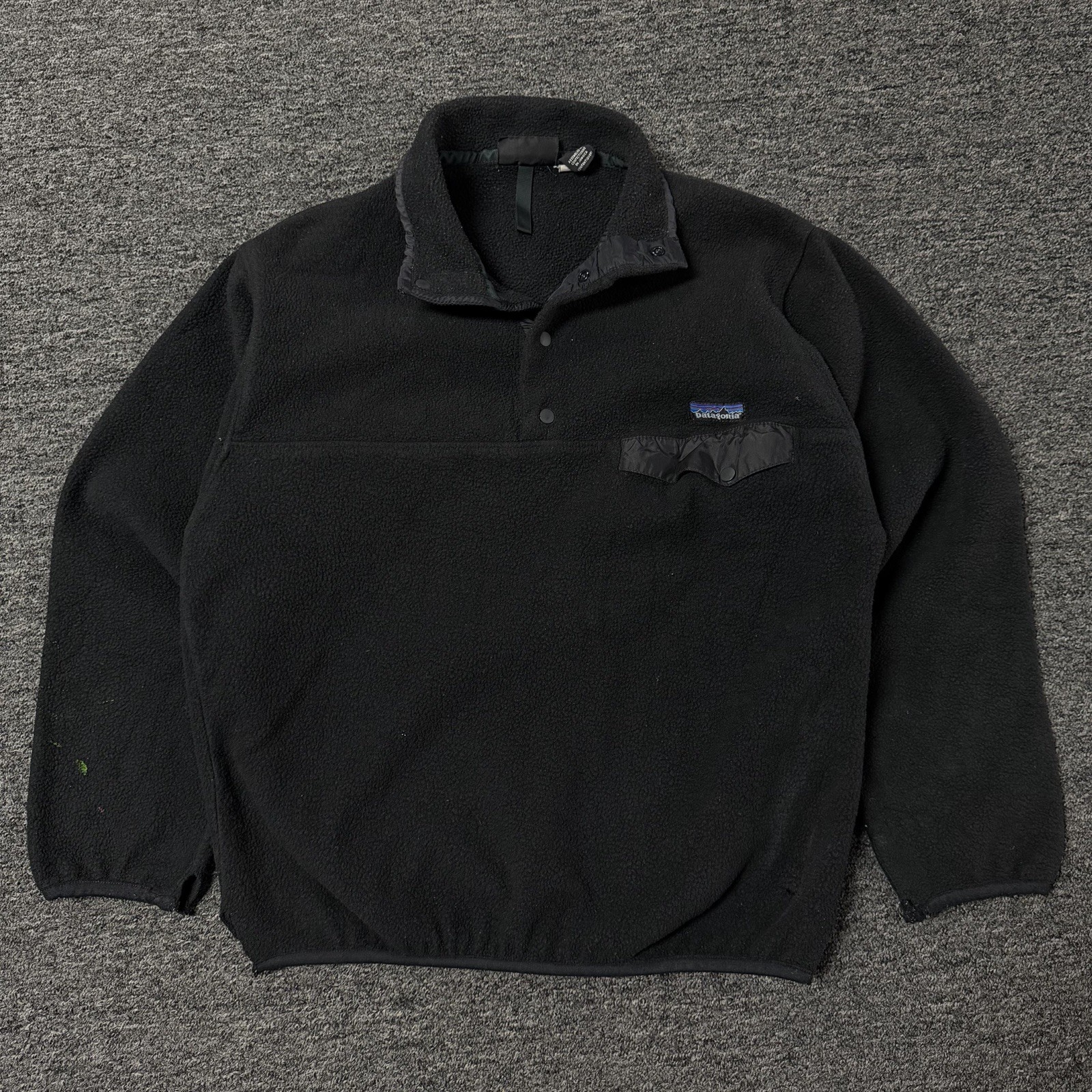 Vintage Patagonia Synchilla Snap T Fleece Black Pullover Sweater Mens Sz M
