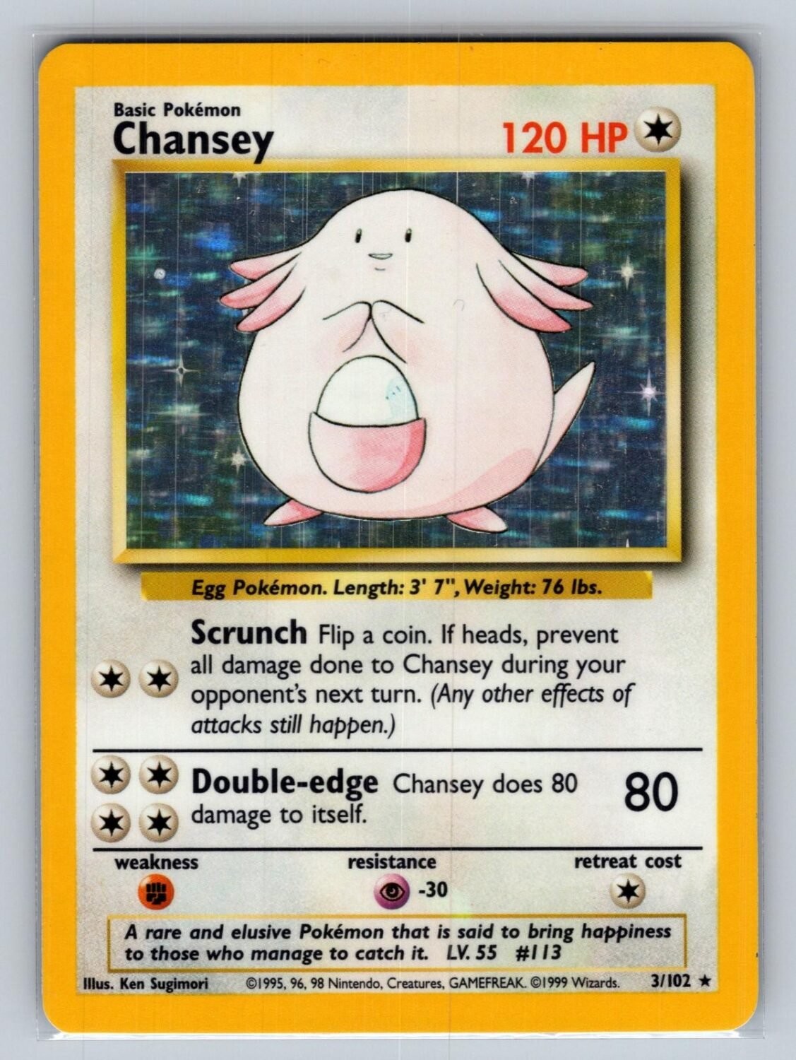 Chansey 3/102 NM/M Base Set Unlimited Holo Rare Pokemon T03478