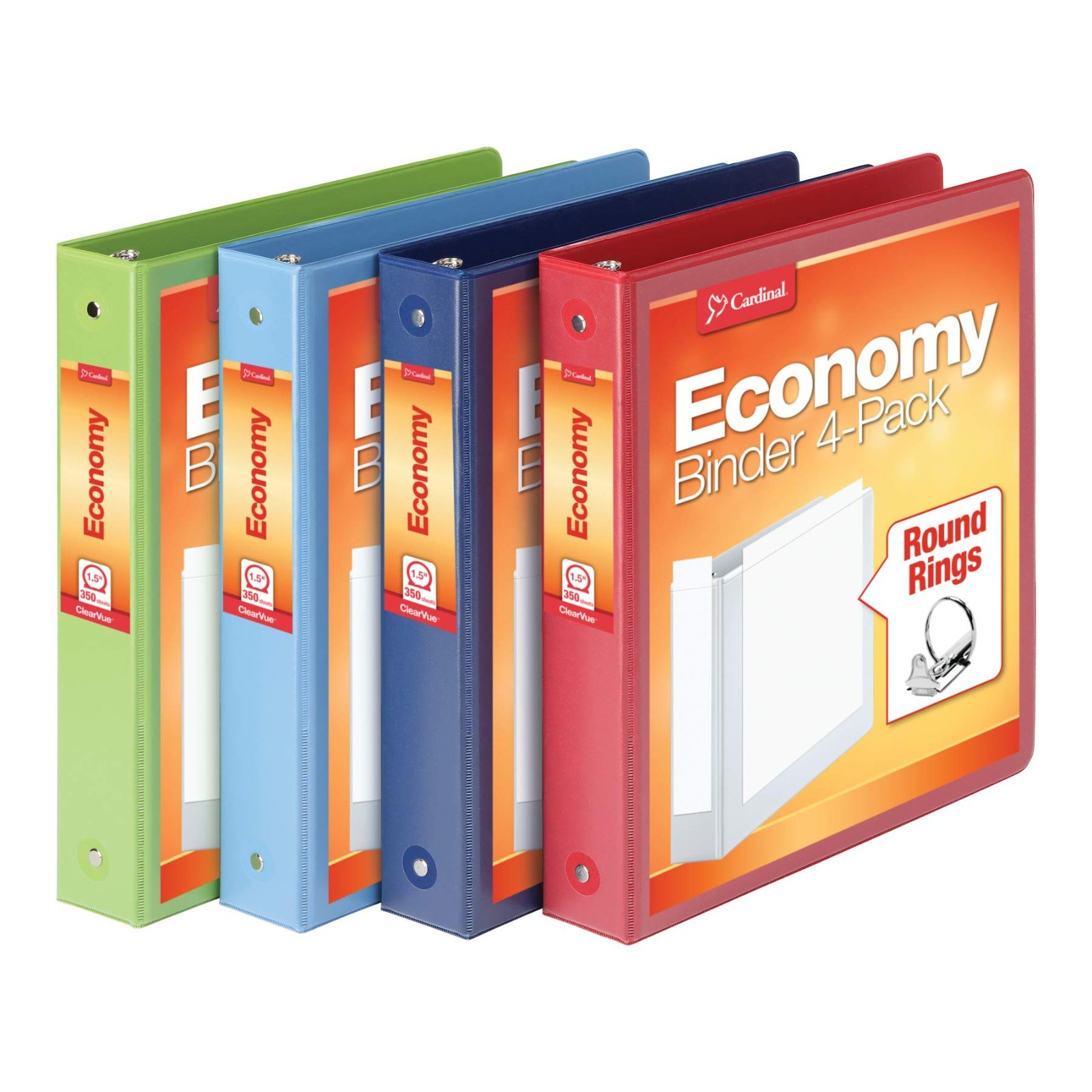 3 Ring Binders with Round Rings, Holds 350 Sheets, ClearVue View, Non-Stick, 1.5 3 Ring Binders with Round Rings, Holds 350 Sheets, ClearVue View, Non-Stick, 1.5