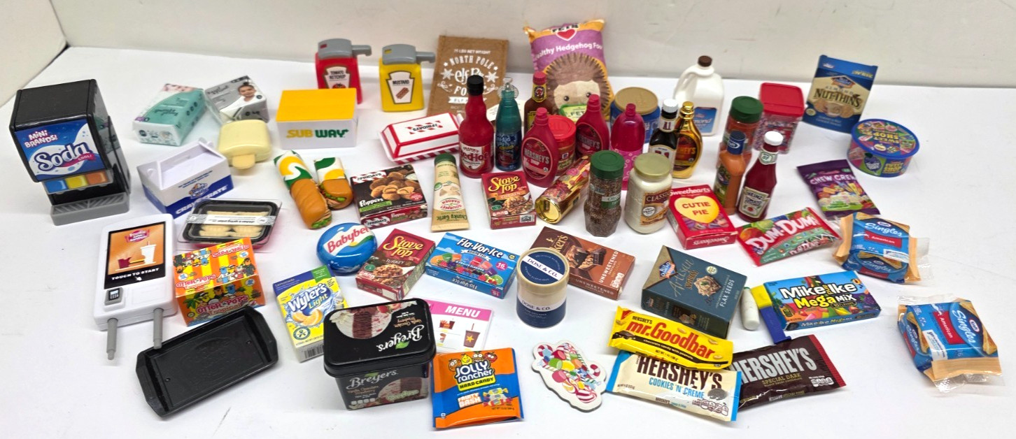 Zuru Foodie Mini Brands Bundle Of About 60 Pieces Mixed Grocery Fast Food Etc