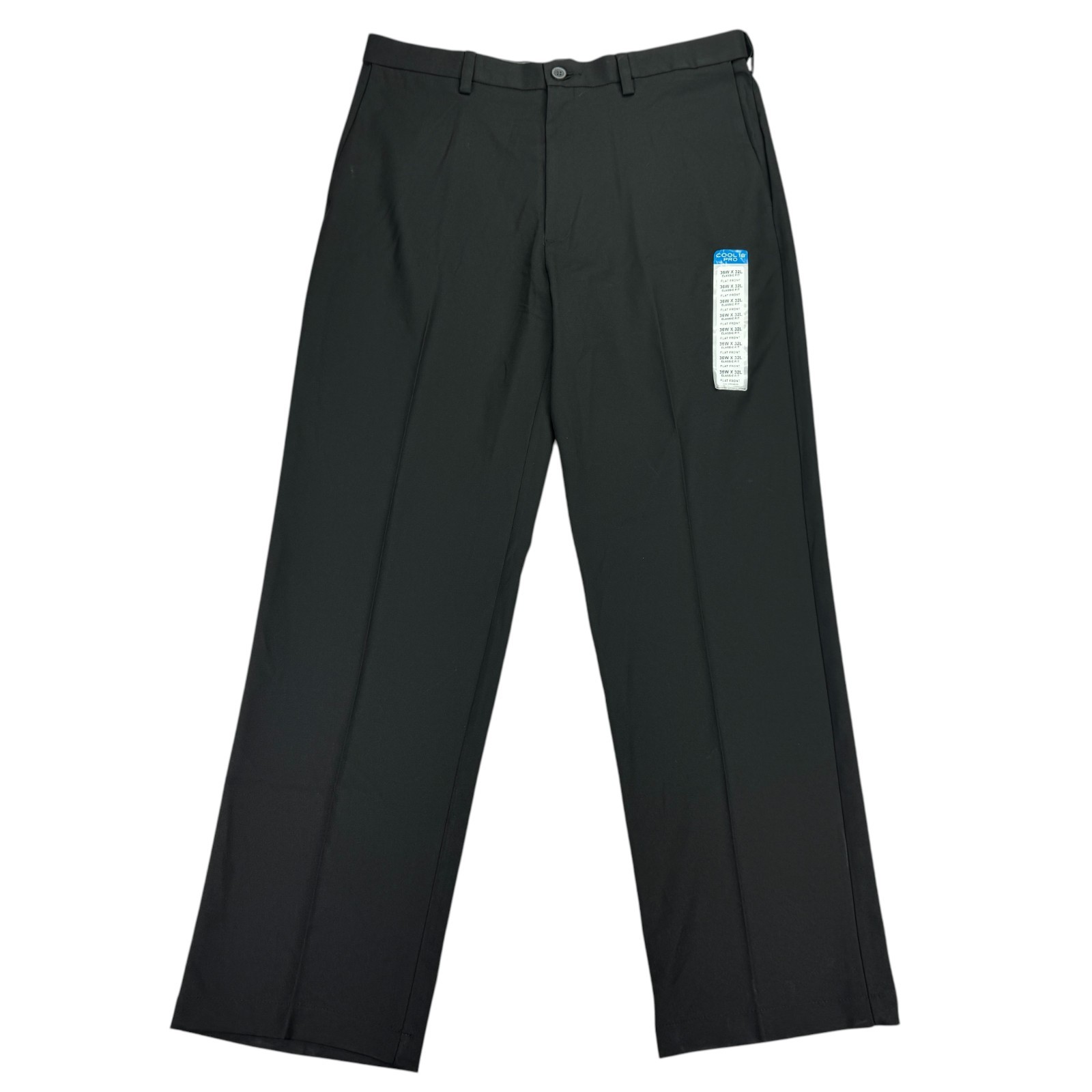 Haggar Mens Cool 18 Pro Classic Fit Flat Front Stretch Dress Pants Black 36x32 Haggar Mens Cool 18 Pro Classic Fit Flat Front Stretch Dress Pants Black 36x32