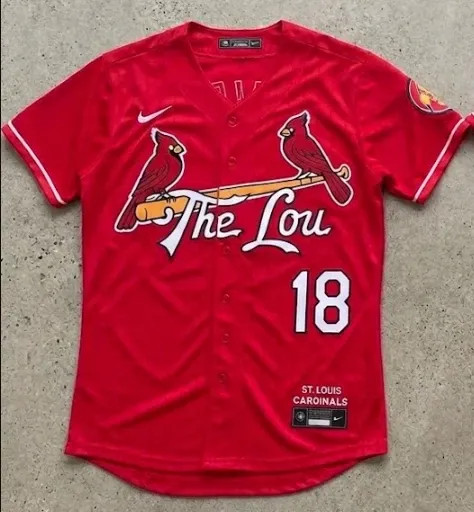 NWT The Lou #18 Walker Baseball Jersey Men\'s Red Team Fan Shirt
