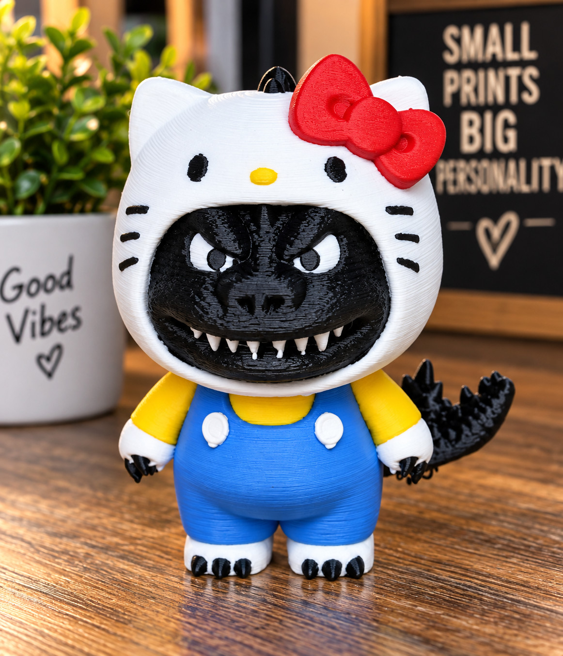 3D Printed Godzilla In Hello Kitty Costume