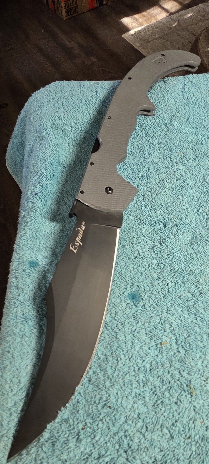 Cold Steel Espada XL Folding Knife 7.5 in Clip Point Grey,*Missing 1 Scale Screw