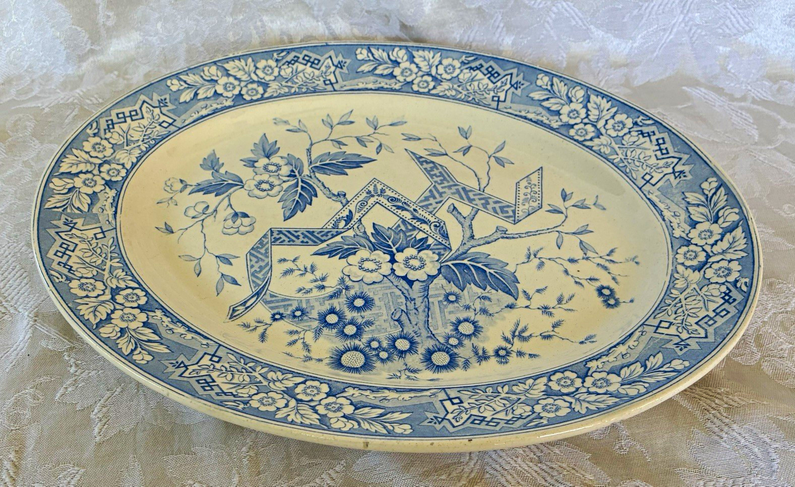 Wedgwood Beatrice Blue & White Floral Oval Ceramic Platter